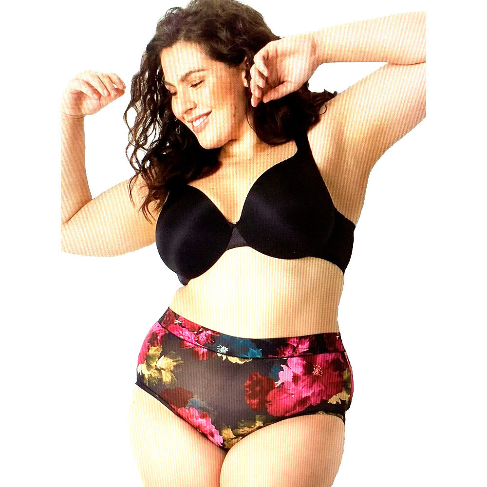 NWT Lane Bryant Deep Purple and Pink Floral High Leg Brief Panties in XL 14 16